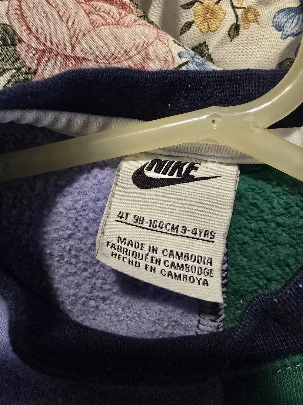 Nike Kids Colorblock Crew Sweatshirt in Green, Yellow, Navy & Lavender